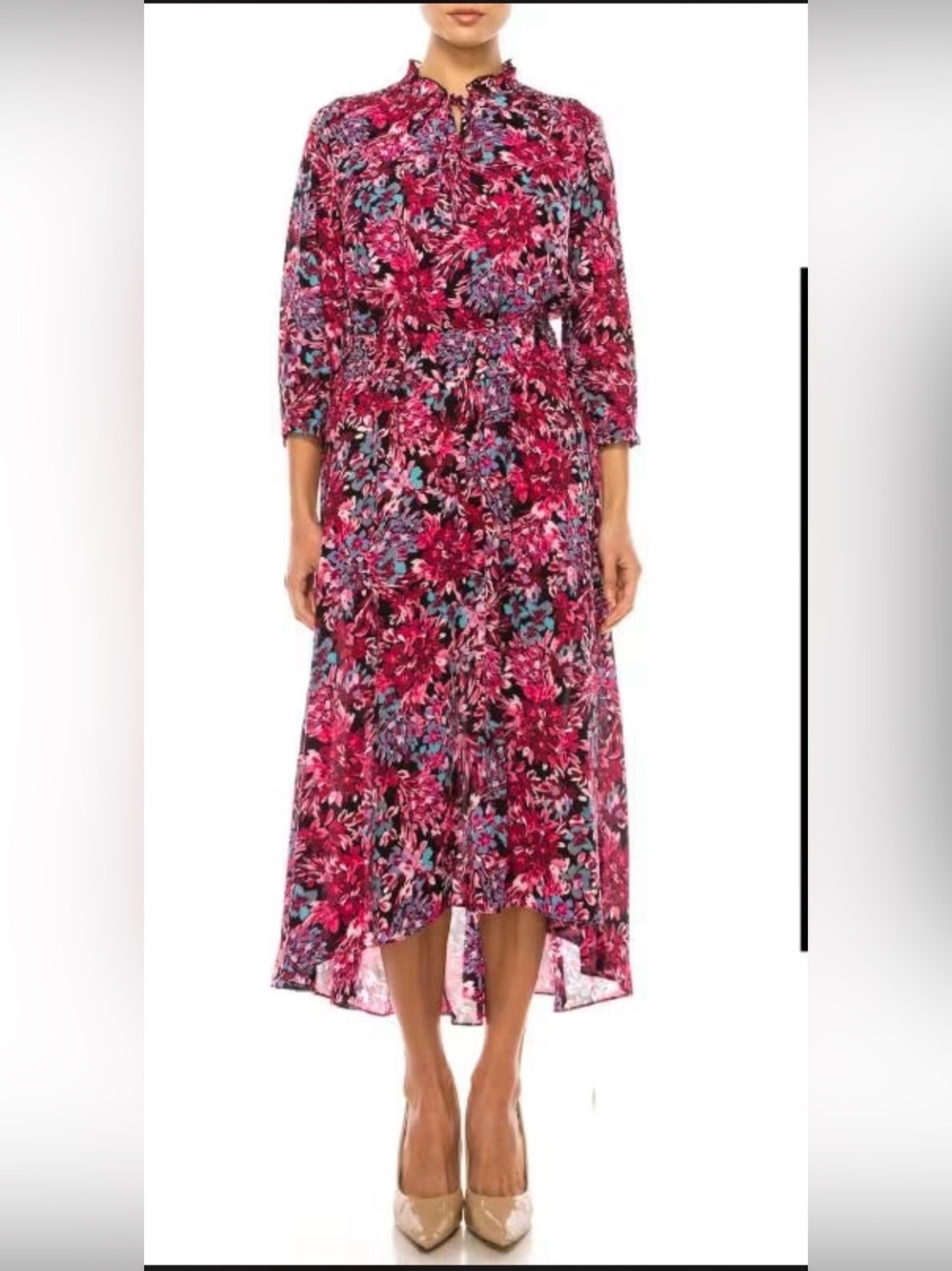 Nanette lepore Floral Pink High-Low Midi Dress size 4